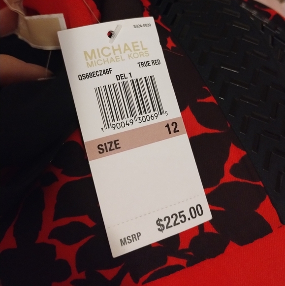 NWT MICHAEL KORS Red & Black Floral Shift Dress - Picture 10 of 11
